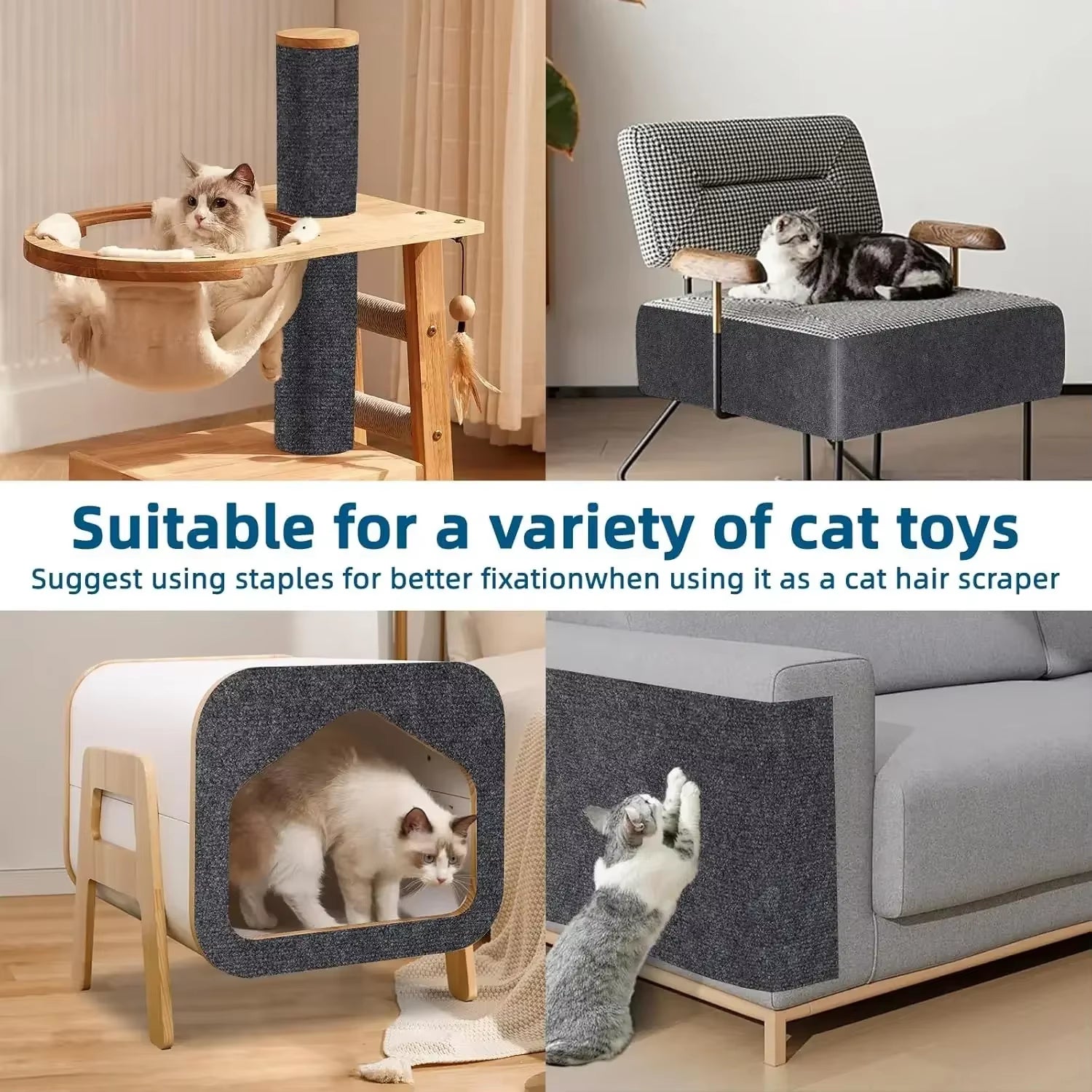 7 Colors Cat Scratcher Sofa Protector Cats Scratcher Pad Board Protection Trimmable Self-Adhesive Carpet DIY Cat Scratch Mat